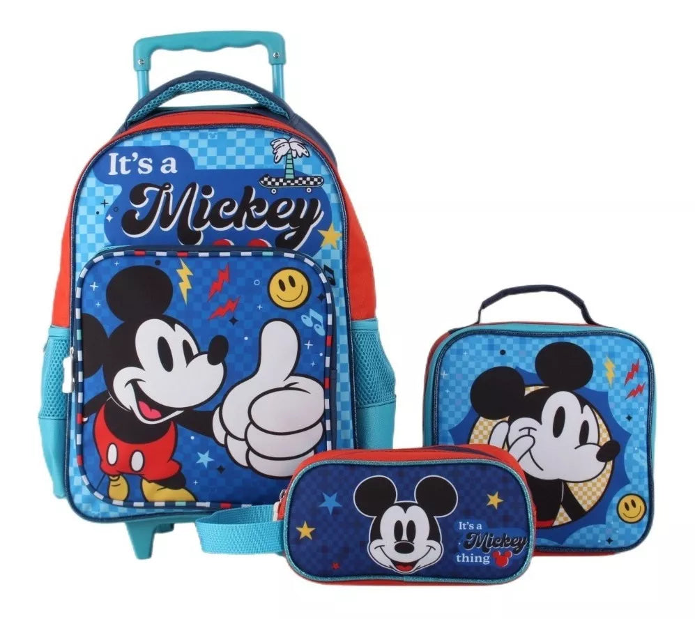 Mochila Mickey Mouse Trolley Lonchera y Estuche